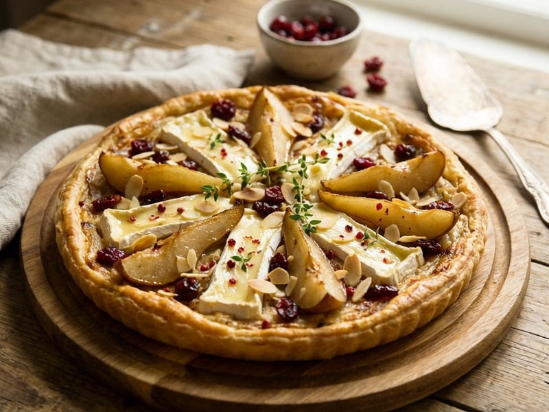 Herzhafte Herbst-Tarte mit Camembert und Birnen