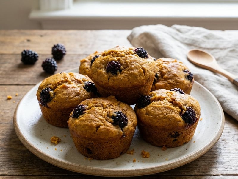 Kürbis-Muffins mit Brombeeren