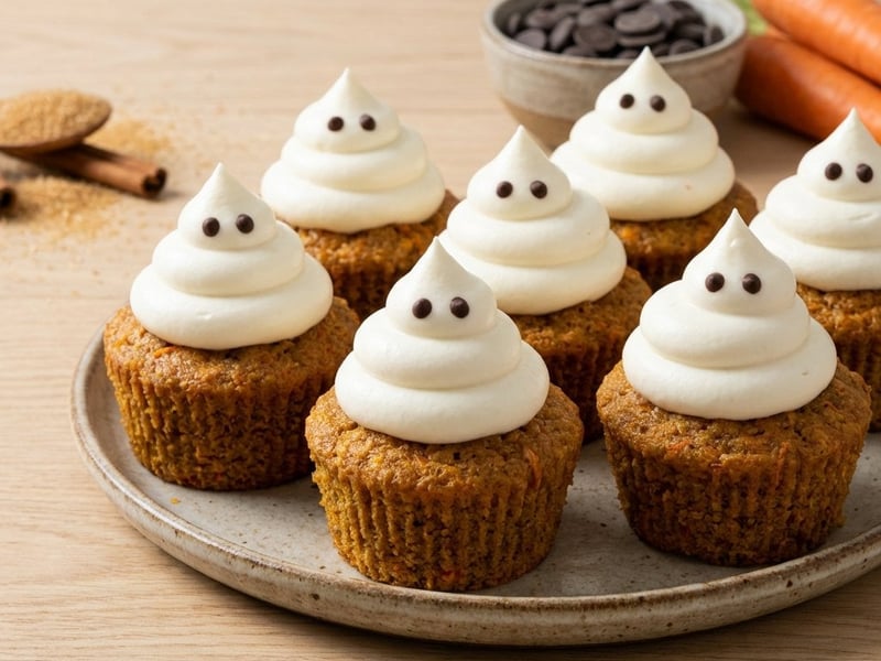Halloween Cupcakes | Saftige Möhren-Gespenster