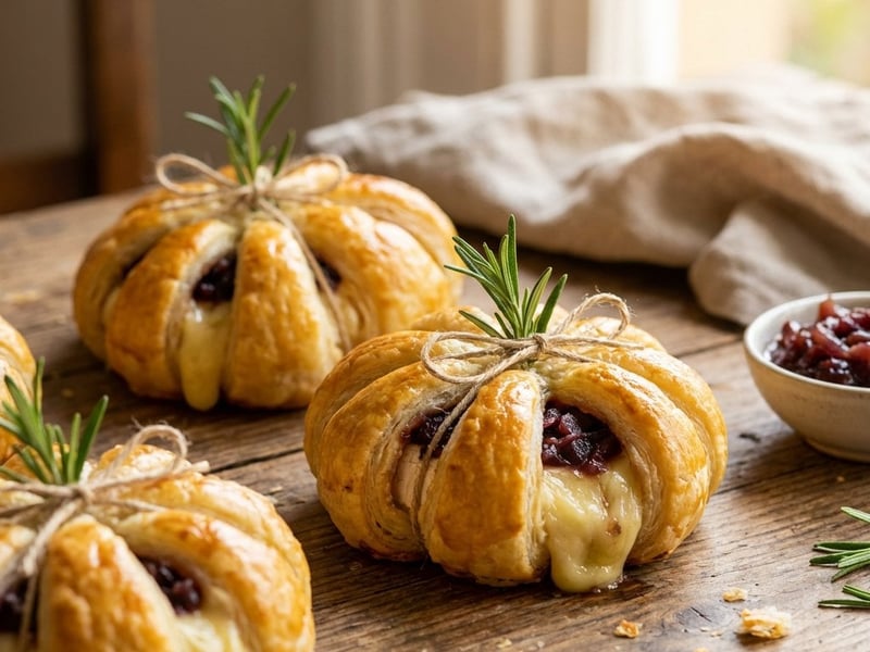 Blätterteig-Kürbisse mit Camembert und Zwiebel-Chutney