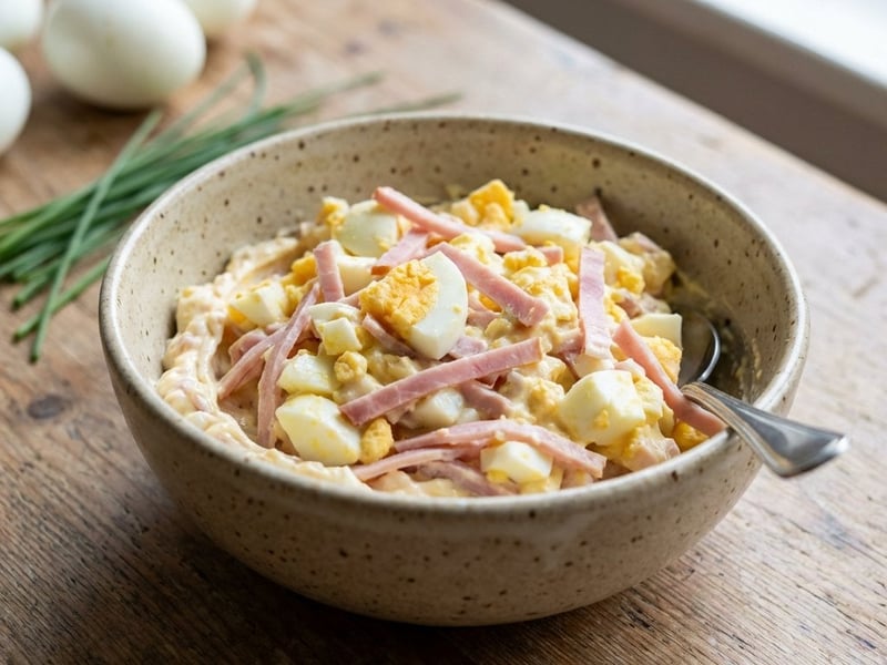 Eiersalat mit Schinken | Schnell & Cremig