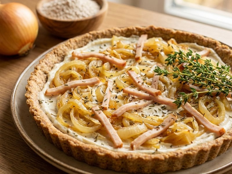 Savory Onion Tart with Spelt Crust