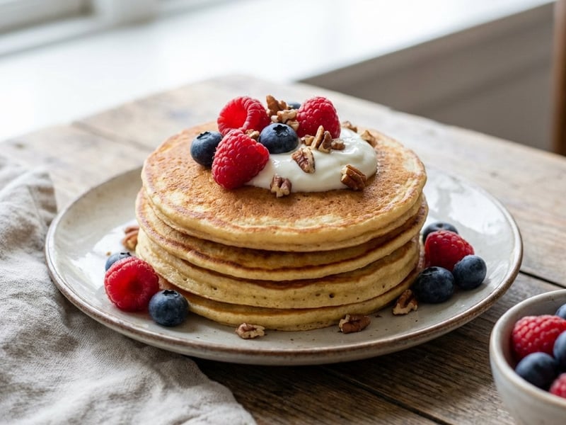 Gluten-Free Pancakes with Berries & Pecans