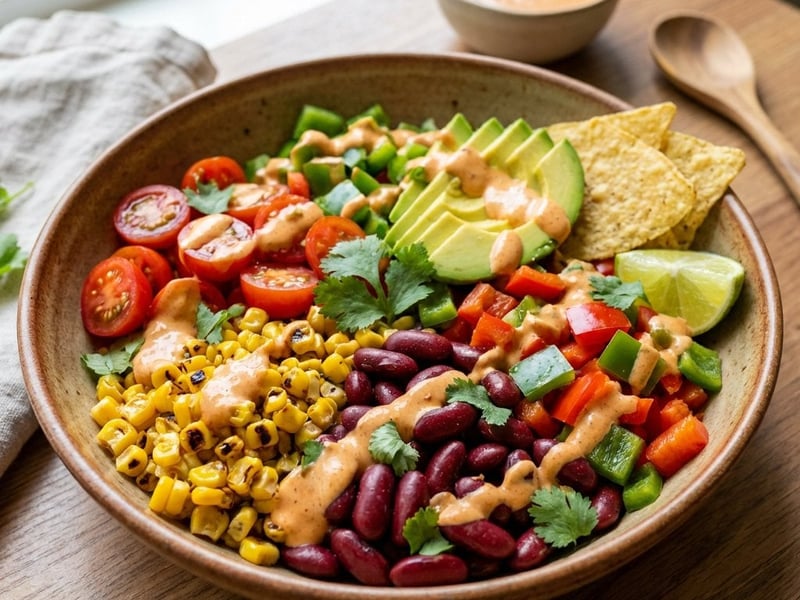 Chili Salad with Avocado and Chipotle Dressing