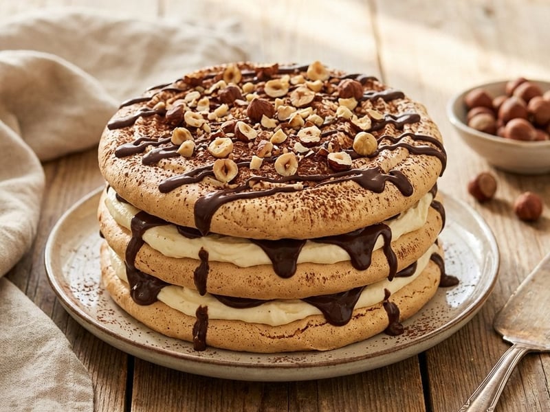 Meringue Cake with Mascarpone Cream and Hazelnuts