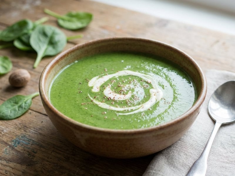 Creamy Baby Spinach Soup with Nutmeg