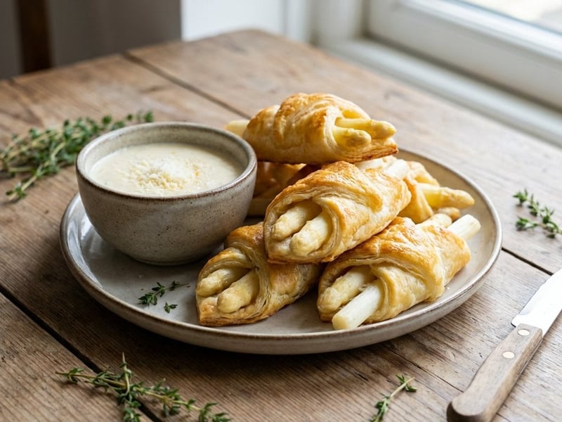 Crispy Asparagus Rolls with Parmesan Dip