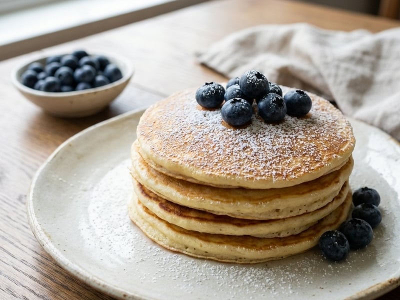 Fluffy Ricotta Pancakes with Blueberries