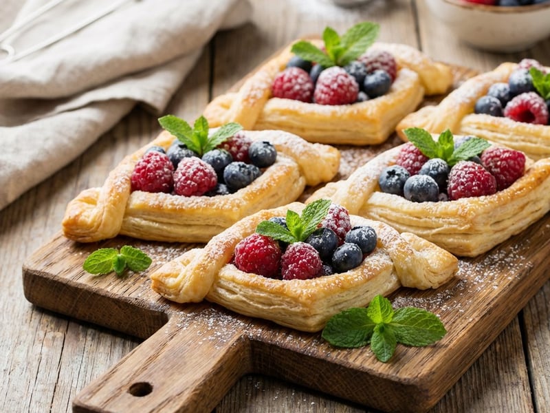 Raspberry Blueberry Puff Pastry Boats