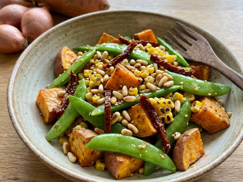Baked Sweet Potato Salad with Sesame Vinaigrette