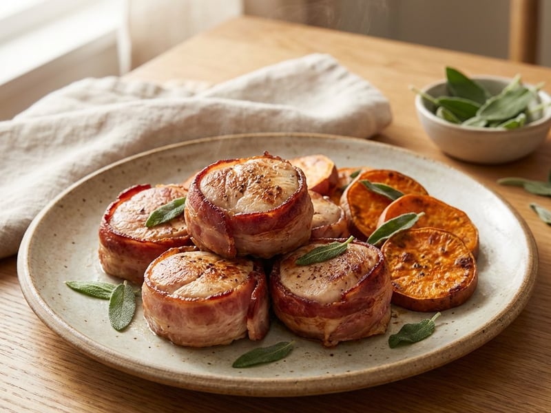 Turkey Breast on Sage with Roasted Sweet Potatoes