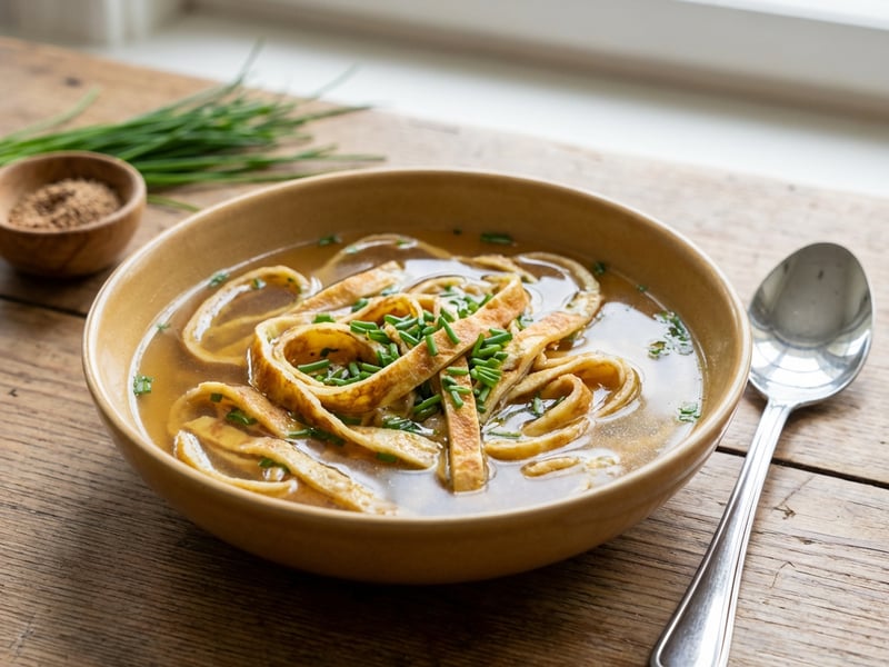 Vegane schwäbische Flädlesuppe