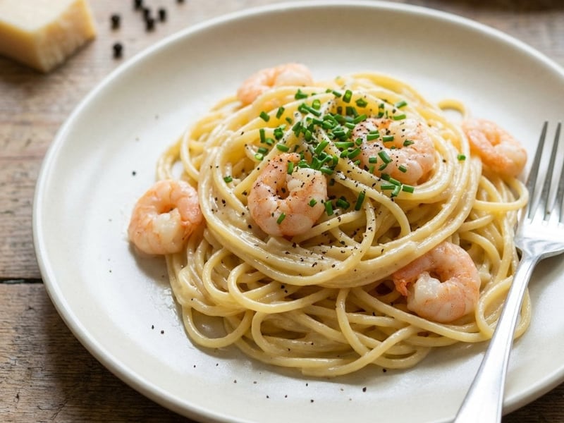 Spaghetti with Pecorino and Shrimp
