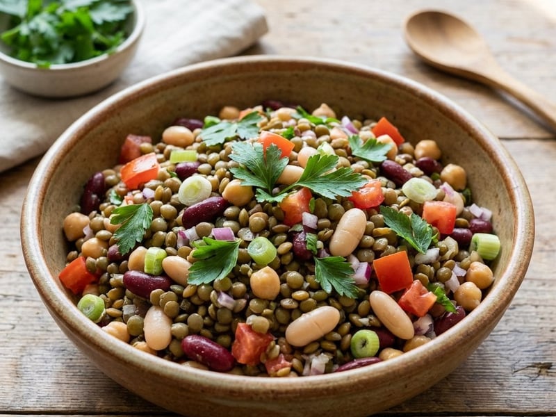 Colorful Legume Salad with Lentils and Beans