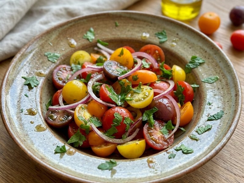 Klassischer Tomatensalat mit Zwiebeln