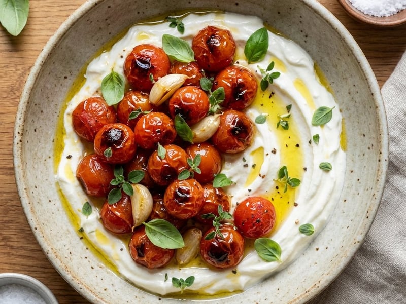 Roasted Cherry Tomatoes with Yogurt