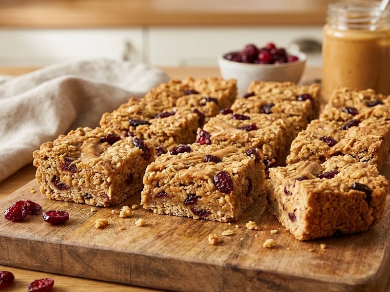 Flapjack with Peanut Butter and Cranberries