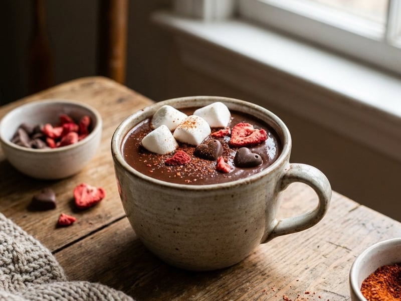 Heiße Schokolade mit Chili und Marshmallows