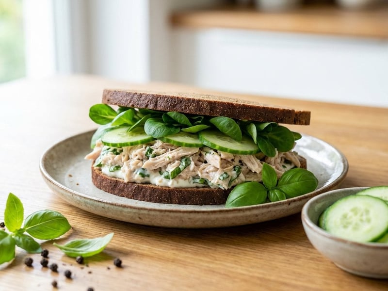 Sandwich mit gezupftem Putenfleisch