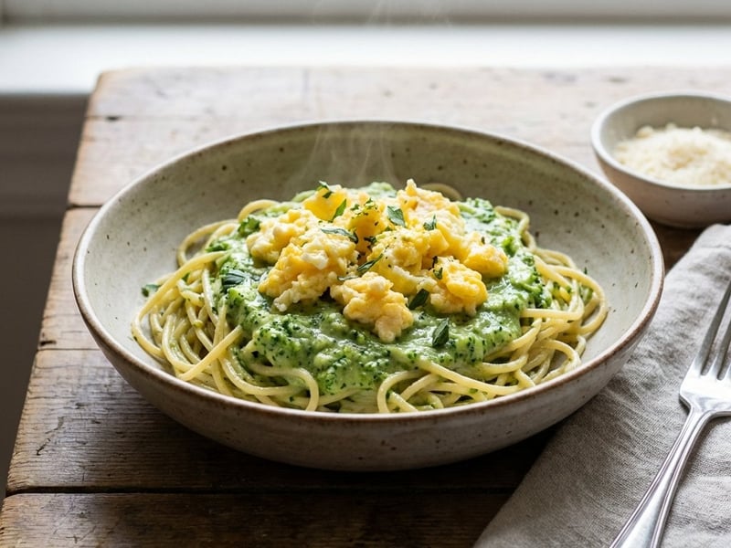 Pasta with Broccoli Sauce and Egg