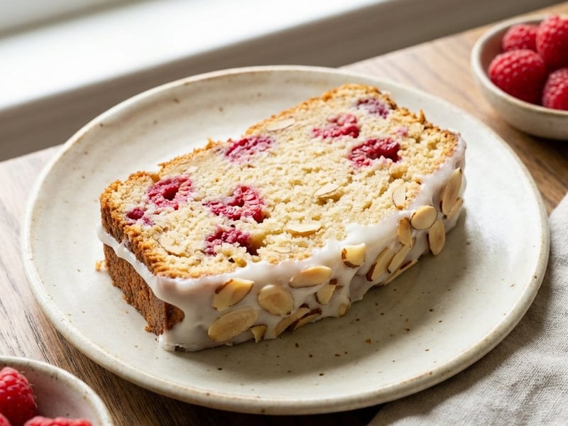 Juicy Almond Cake with Raspberries