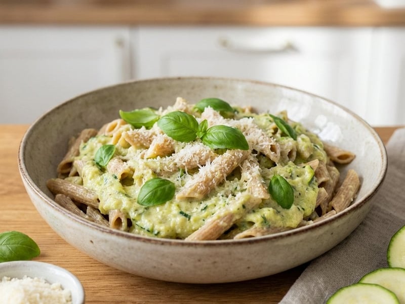 Vollkornpasta mit cremiger Zucchinisauce
