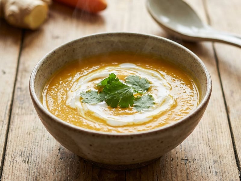 Karotten-Ingwer-Suppe mit Kokosmilch