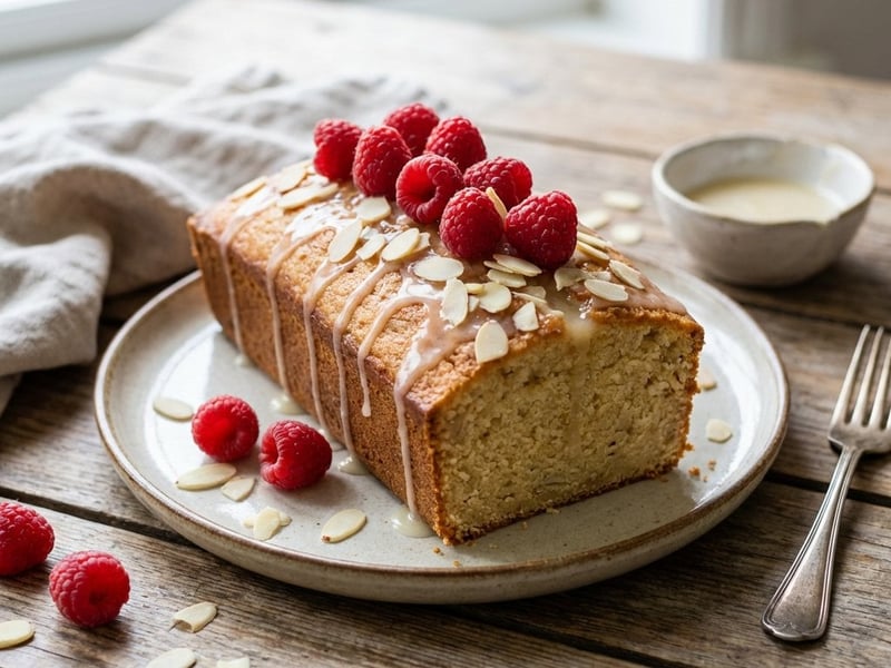 Mandelkuchen mit Himbeeren
