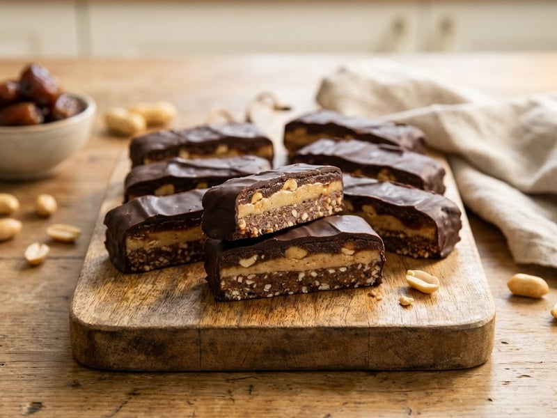 Nougat-Riegel mit Dattel-Erdnuss-Creme