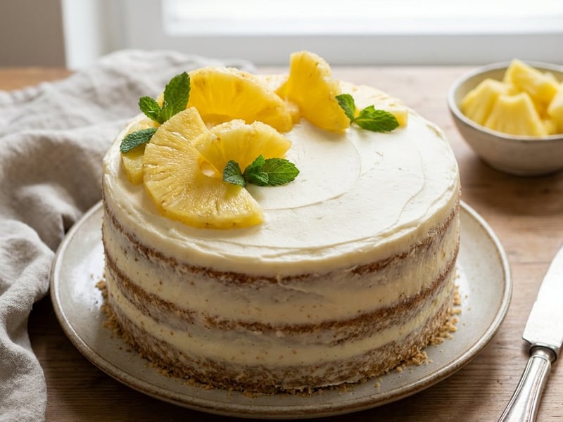 Naked Cake with Vanilla Cream and Pineapple