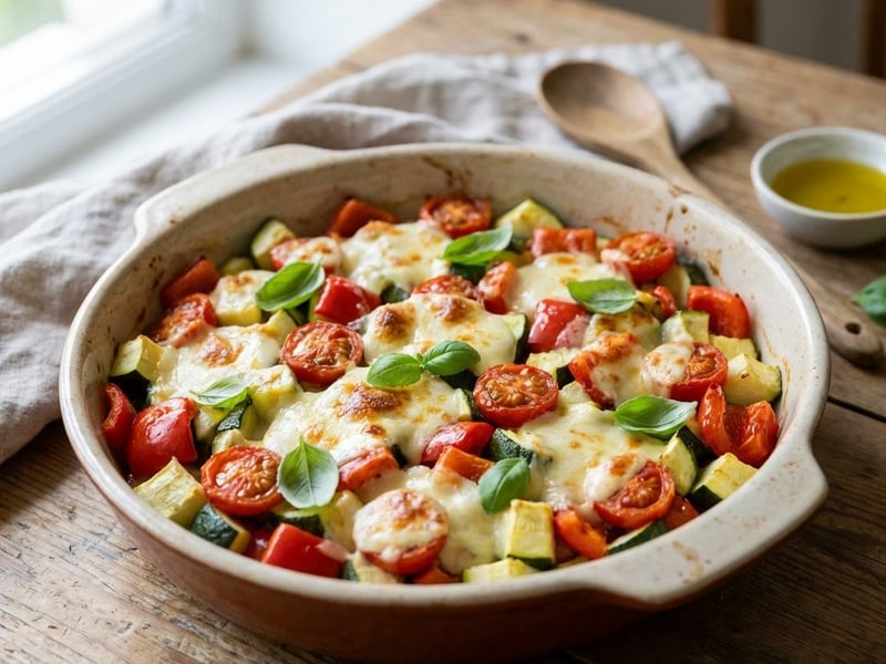 Gebackene Zucchini mit Mozzarella und Tomaten