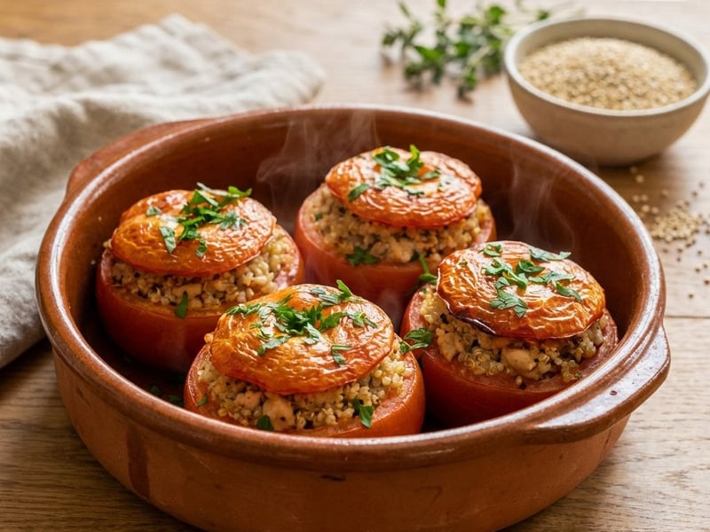 Gefüllte Tomaten mit Hähnchen und Quinoa