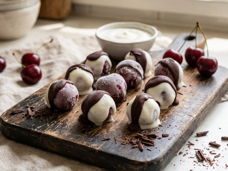 Frozen Chocolate Pralines with Cherries | Healthy Snack