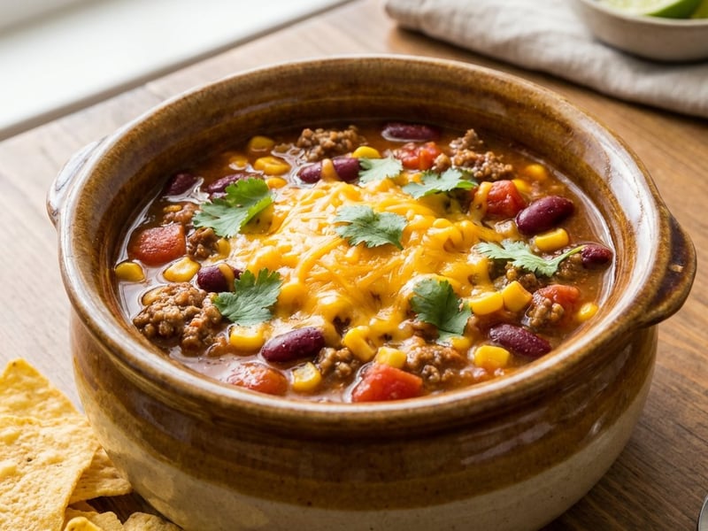 Herzhafte Taco-Suppe mit Rinderhackfleisch