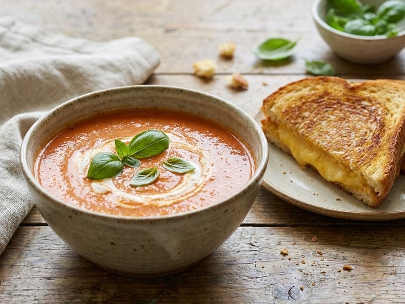 Tomatensuppe mit Käsesandwich