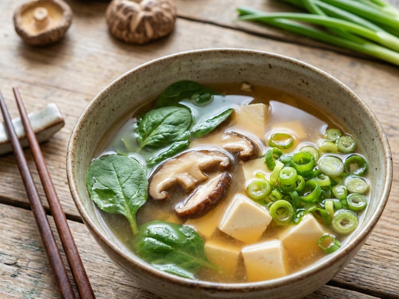 Miso Soup with Shiitake Mushrooms and Tofu