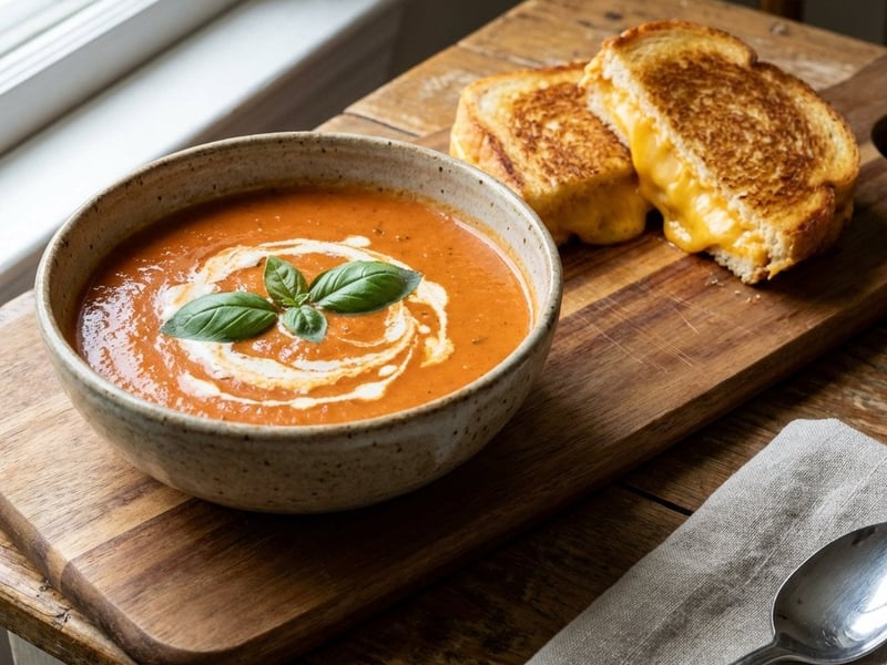 Tomatensuppe mit Käsesandwich