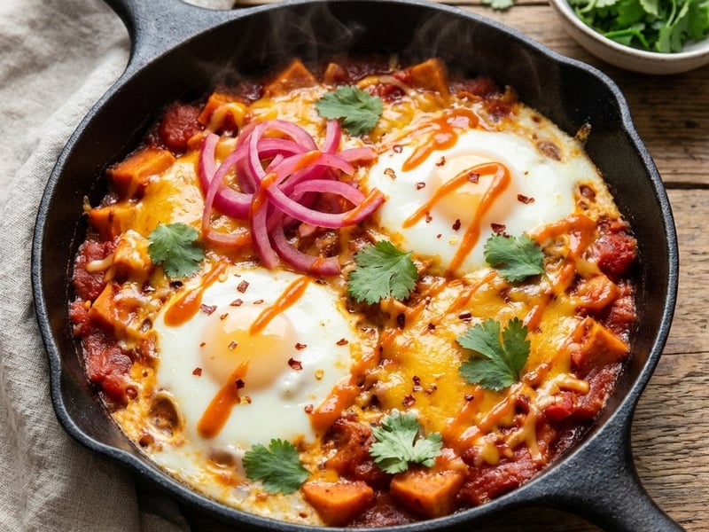 Sweet Potato Shakshuka with Sriracha Butter