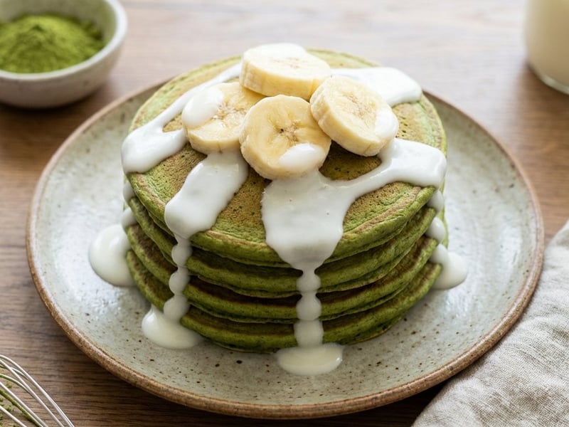 Healthy Matcha Pancakes with Banana