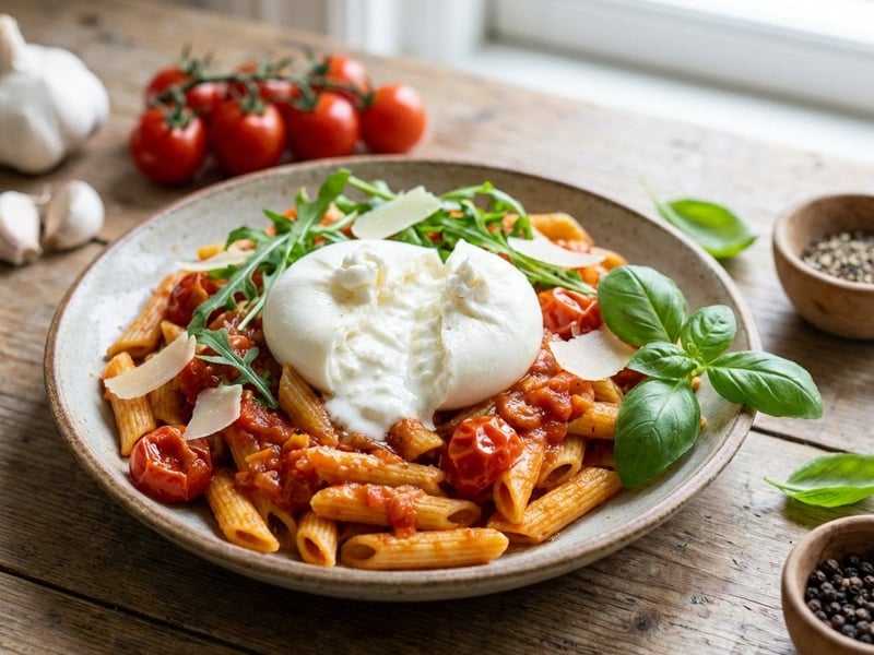 Fresh Penne Pomodoro with Burrata