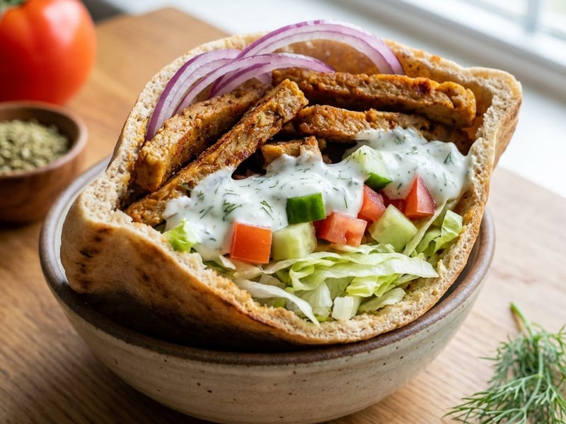 Plant-Based Gyros in Pita Bread