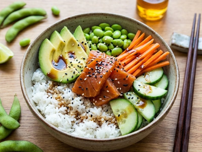 Vegan Poke Bowl with "Salmon"