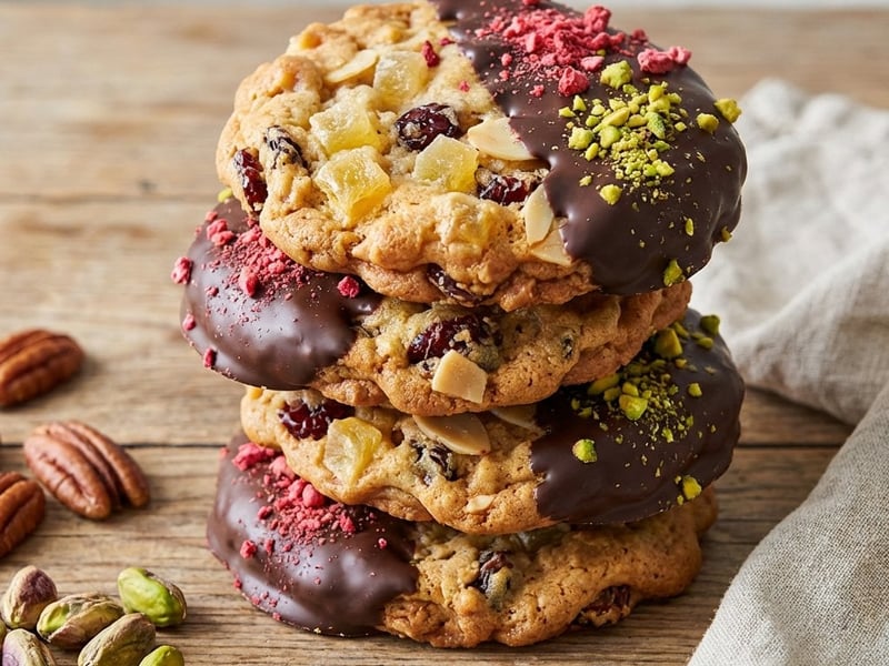 Weihnachtliche Florentiner mit Ananas und Pekannüssen