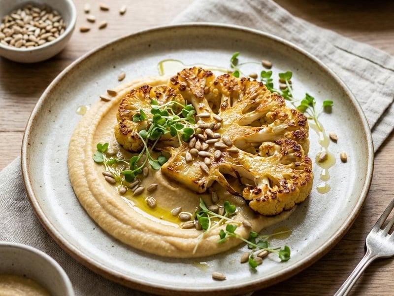 Cauliflower Steak with Chickpea Cream