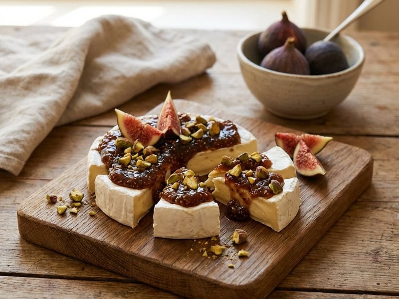 Herbstliche Feigenmarmelade mit Camembert und Pistazien