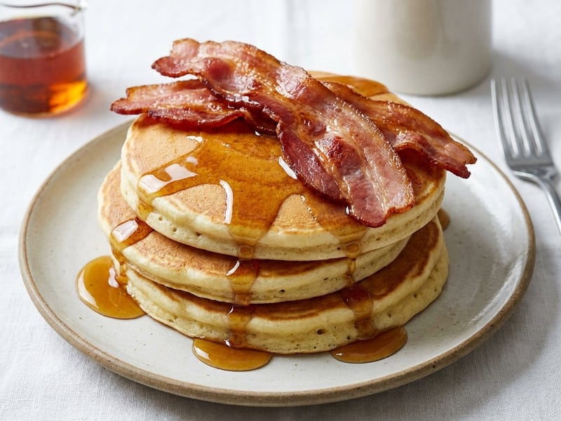 Kanadische Pancakes mit Ahornsirup & Backbacon