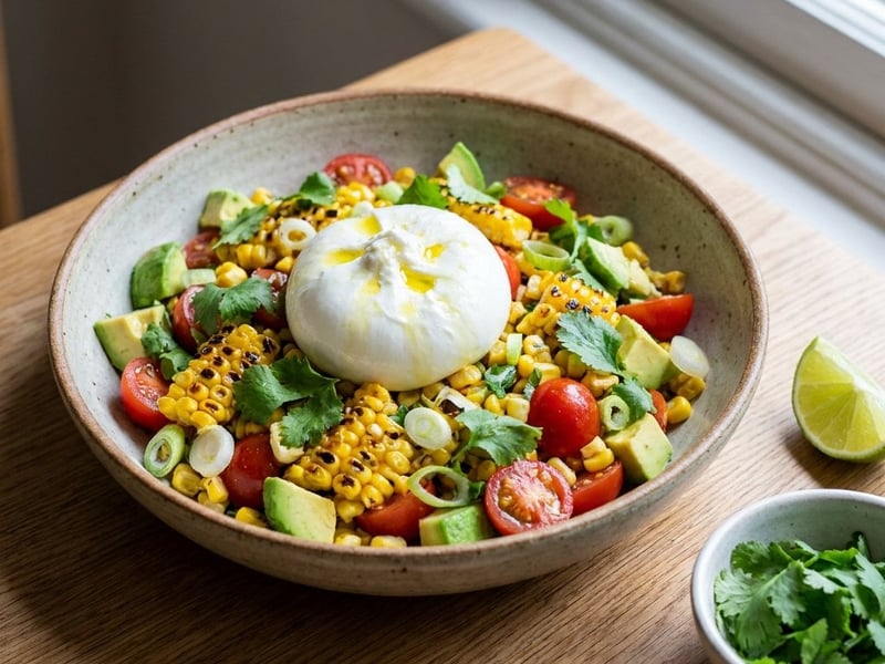 Gegrillter Mais-Salat mit Burrata | Sommerlich & Frisch