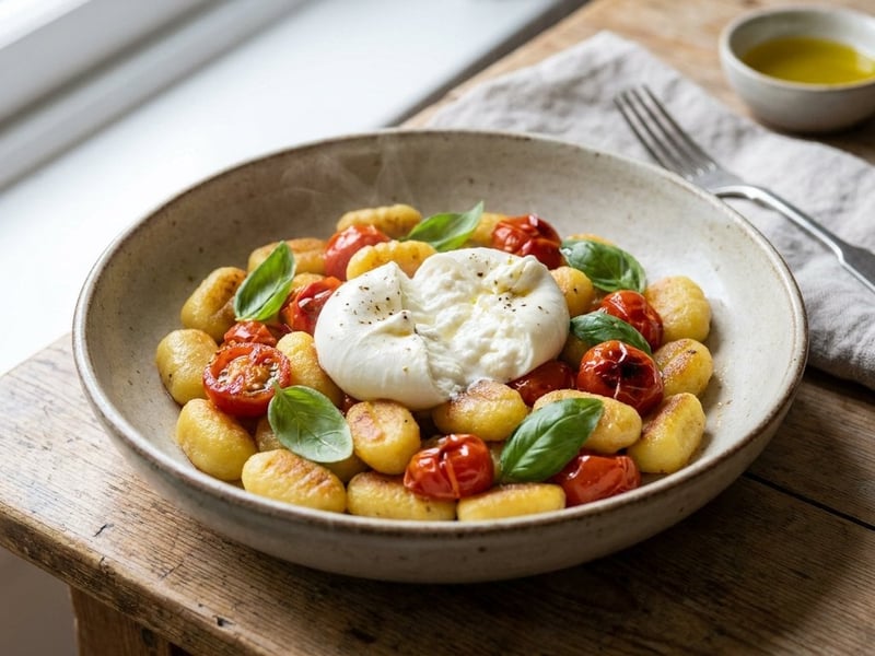 Summery Gnocchi Pan with Burrata | Quick Weeknight Meal