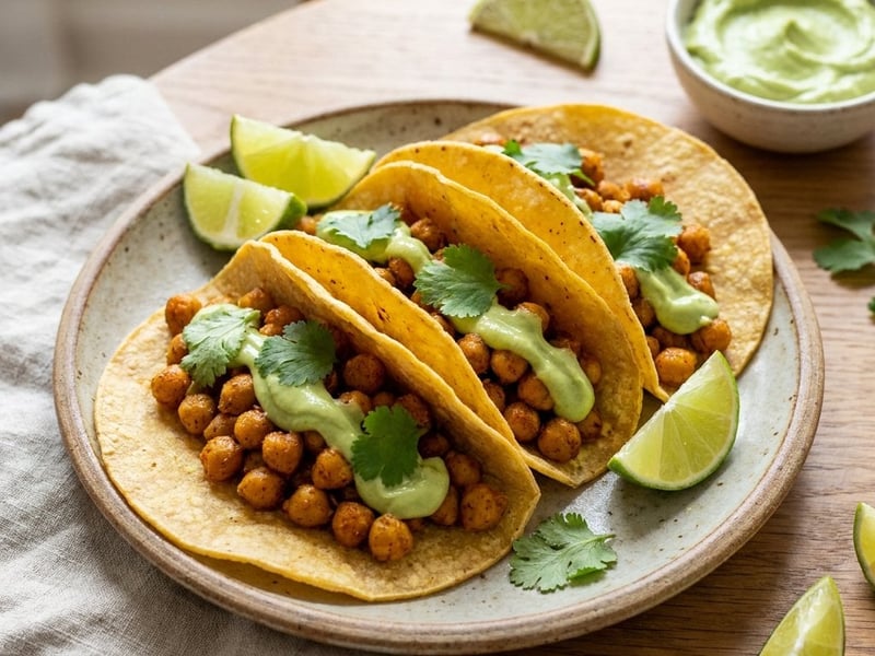 Crispy Chickpea Tacos | Avocado Cream