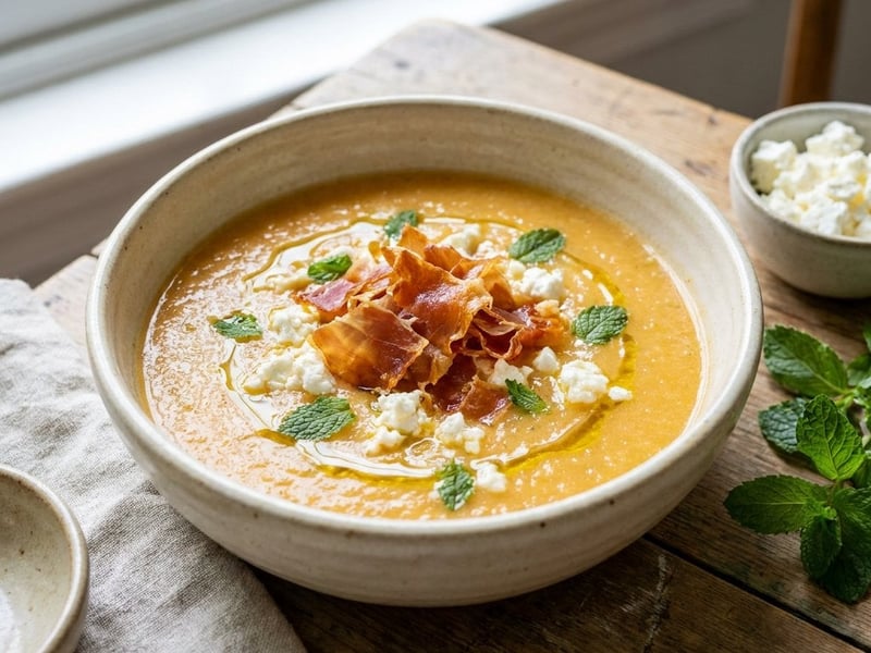 Cantaloupe Gazpacho with Crispy Serrano | Refreshing Summer Soup